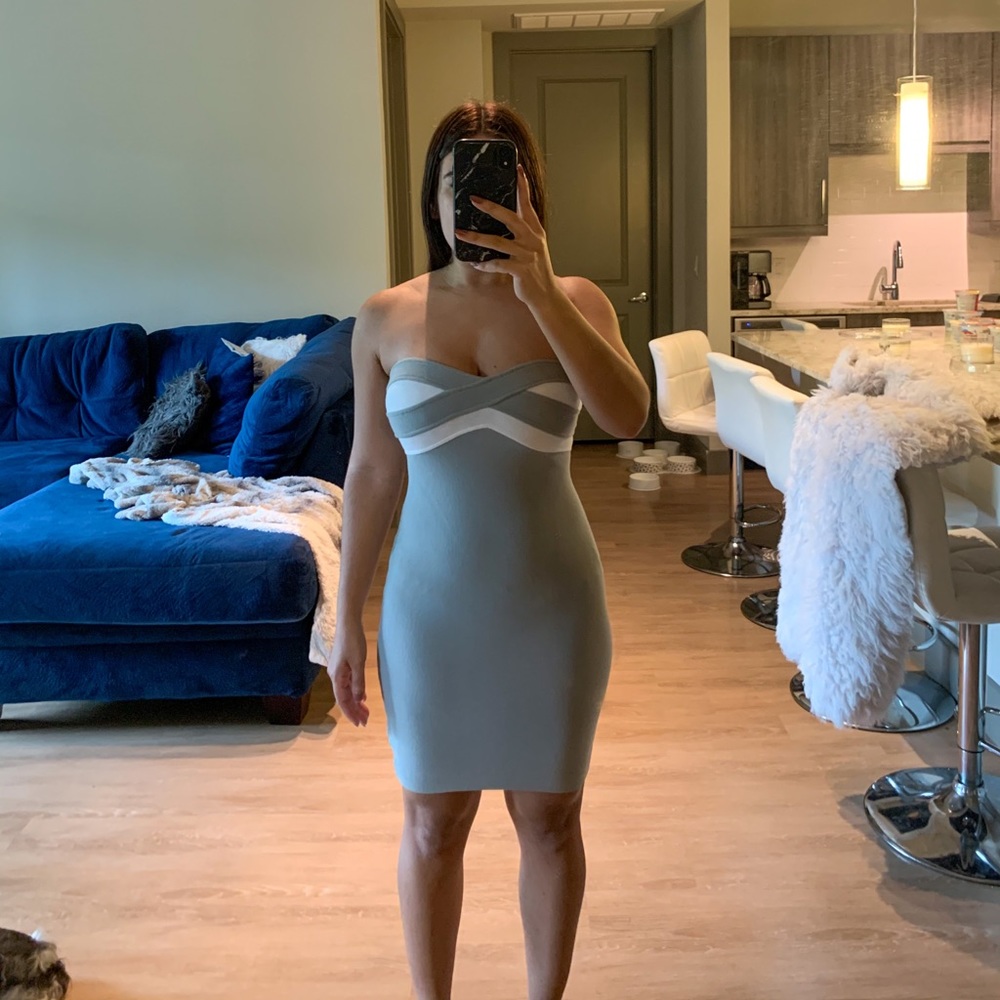 Gray Strapless Bodycon Dress